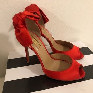 aquazzura versailles 105 Satin red peep toe 36